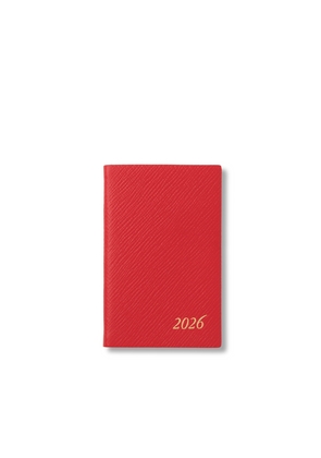 Smythson 2026 Wafer Weekly Diary In Panama In Scarlet Red