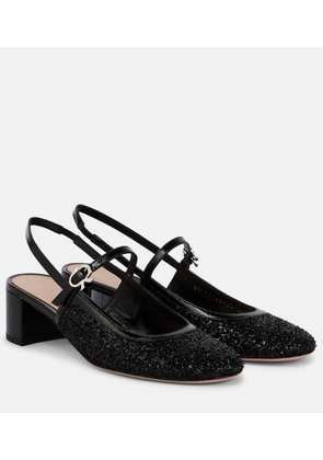 Gianvito Rossi Leather-trimmed slingback pumps