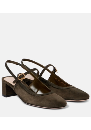 Gianvito Rossi Leather-trimmed suede slingback pumps