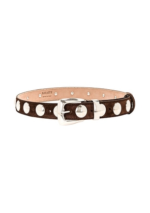 KHAITE Benny Belt With Studs in Coffee - Brown. Size 70 (also in 75).