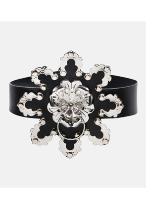 Blumarine Floral leather belt