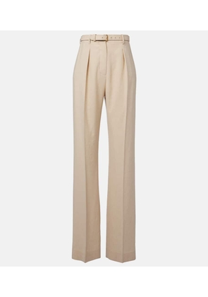 Loro Piana Belted linen and wool straight pants