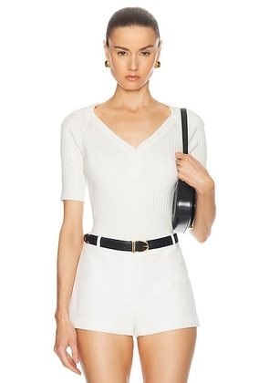 MATTHEW BRUCH Polo Rib Knit Crop Top in White - White. Size 4 (also in ).