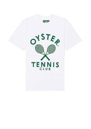 Oyster Tennis Club Members T-Shirt in White - White. Size L (also in S, M, XL/1X).