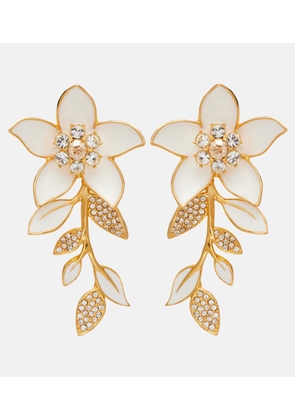 Oscar de la Renta Jasmine Vine embellished enamel earrings