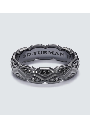 David Yurman Hex titanium ring with diamonds