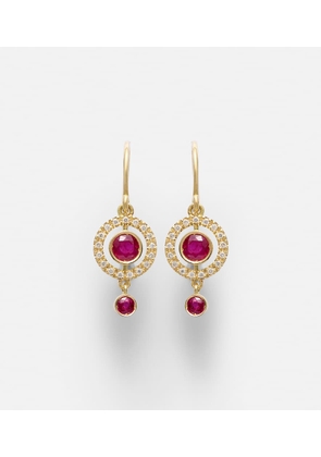 Ileana Makri Orbit 18kt gold drop earrings with rubies and diamonds