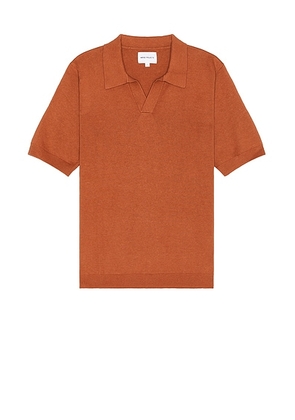 Norse Projects Leif Cotton Linen Polo in Red Clay - Rust. Size S (also in ).