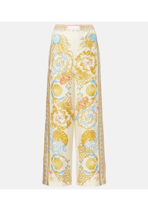 Versace Underwater Barocco silk palazzo pants