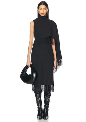 Oscar de la Renta Fringe Midi Dress in Anthracite - Grey. Size 6 (also in ).