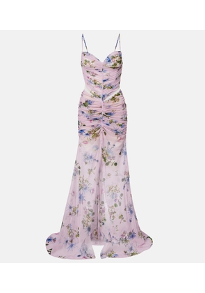 Blumarine Floral ruched sheer gown