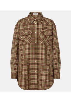 Miu Miu Plaid oversized virgin wool shirt