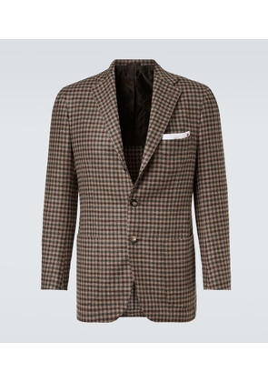 Kiton Checked wool, silk, and linen blazer