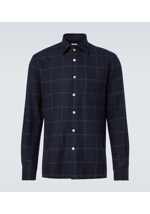 Kiton Checked wool, silk and cotton-blend shirt