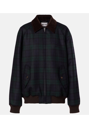 Miu Miu Plaid virgin wool twill blouson jacket
