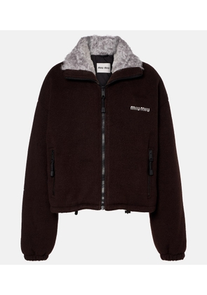 Miu Miu Logo gabardine bomber jacket