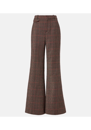 Chloe Checked high-rise wool flared pants