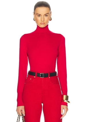L'AGENCE Flora Turtleneck Top in Lava Red & Gold - Red. Size XL/1X (also in ).