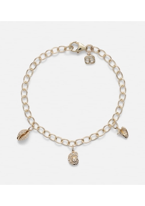 Sydney Evan 14kt gold charm bracelet with diamonds