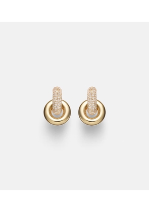 Stone and Strand Buoy 14kt gold huggie earrings with diamonds