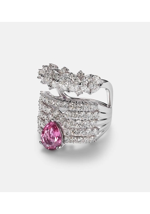 Yeprem Reign Supreme 18kt white gold ring with diamonds and sapphire