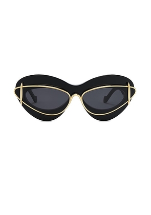 Loewe Double Frame Sunglasses in Shiny Black & Smoke - Black. Size all.