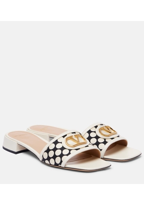 Valentino Garavani VLogo polka-dot leather-trimmed slides