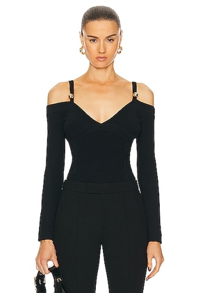 NICHOLAS Leah Off Shoulder Corset Long Sleeve Top in Black - Black. Size XS (also in ).