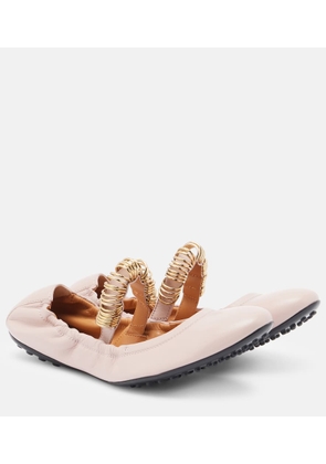 Tod's Embellished leather ballet flats