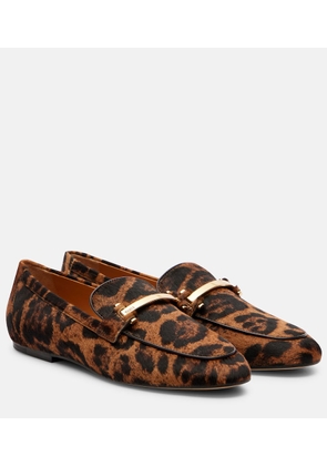 Tod's Leopard-print calf hair loafers