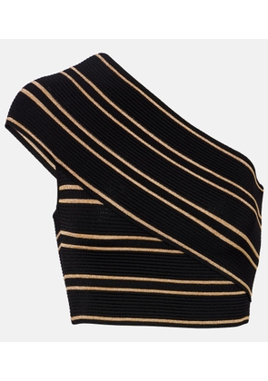 Balmain Striped one-shoulder crop top