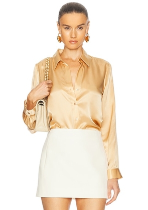L'AGENCE Tyler Long Sleeve Blouse in Latte - Ivory. Size S (also in ).