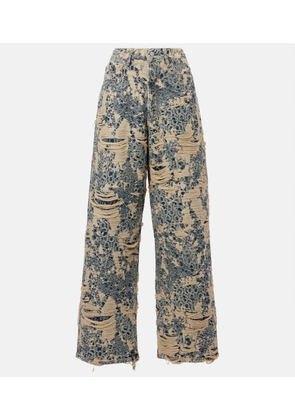 Acne Studios 1981 Monogram distressed wide-leg jeans