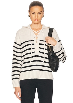 NILI LOTAN Noemi Sweater in Ivory & Black Stripe - White. Size L (also in S).