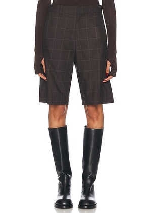 Mimchik Twist Short in Windowpane - Brown. Size 2 (also in 4, 6).