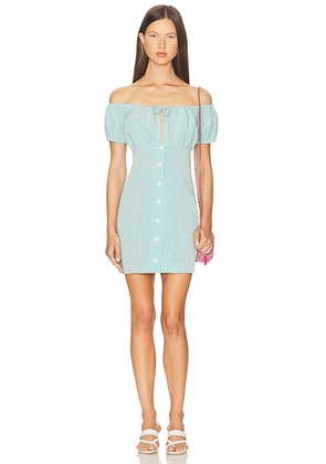 MATTHEW BRUCH Bubble Tie Mini Dress in Seafoam - Teal. Size M (also in S, XS).