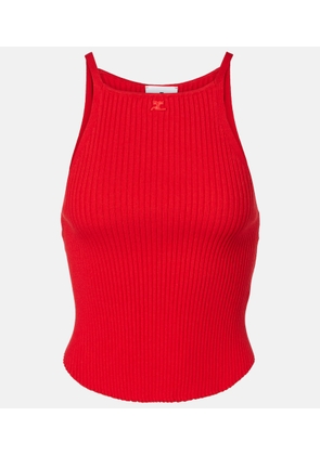 Courreges Circle logo ribbed-knit tank top