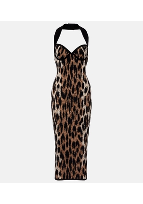 Balmain Animal-printed halterneck maxi dress