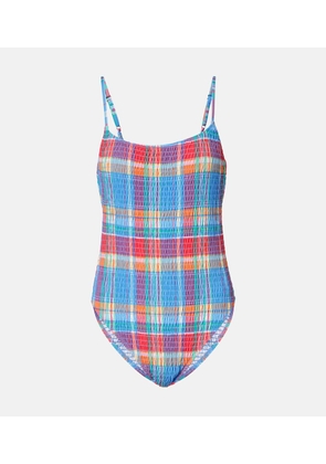 Polo Ralph Lauren Smocked Kennedy checked swimsuit