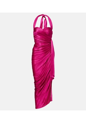 Balmain Draped halterneck satin midi dress