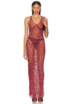 Lapointe Net Mesh Sequin Tank Gown in Deep Pink - Pink. Size 0 (also in 4).