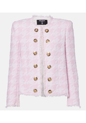 Balmain Houndstooth cotton-blend tweed jacket