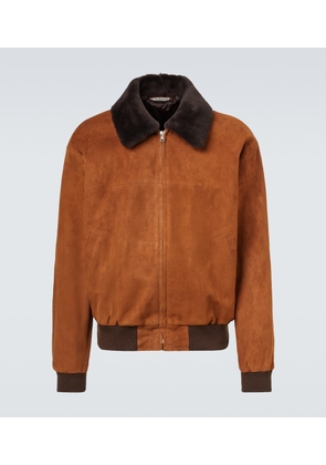 Auralee Shearling-trimmed suede blouson jacket