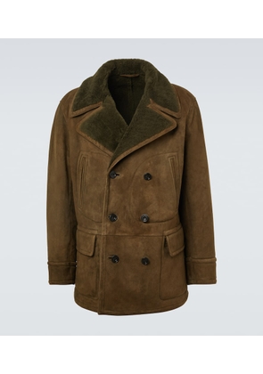 Ralph Lauren Purple Label Shearling-trimmed double-breasted suede jacket