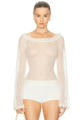Mirror Palais Little Lamb Top in Creme in Cream - Creme. Size S (also in ).