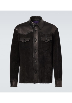 Ralph Lauren Purple Label Leather-trimmed suede overshirt