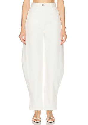 MATTHEW BRUCH High Waist Barrel Leg Jeans in White Denim - White. Size 0 (also in 2, 4, 8).