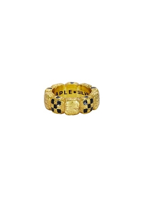MAPLE Davie Ring in 14k Gold Plated & Black Resin - Metallic Gold. Size 8 (also in ).