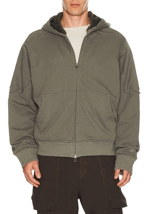 Kiko Kostadinov x Fox Racing Sherpa Zip Fleece Hoodie in Dark Stone - Grey. Size L (also in S, M, XL/1X).