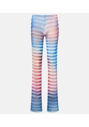 Jean Paul Gaultier Printed striped mesh flared pants